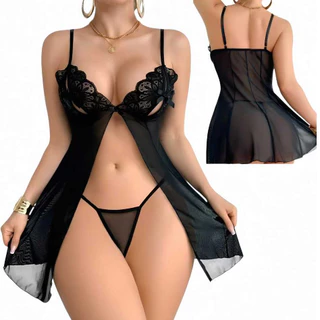 Camisola sexy com tule e transparência suave: leve e delicada